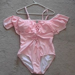 Pink off shoulder swimsuit